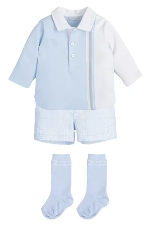 "Louis" Blue Polo Shirt, Shorts & Socks