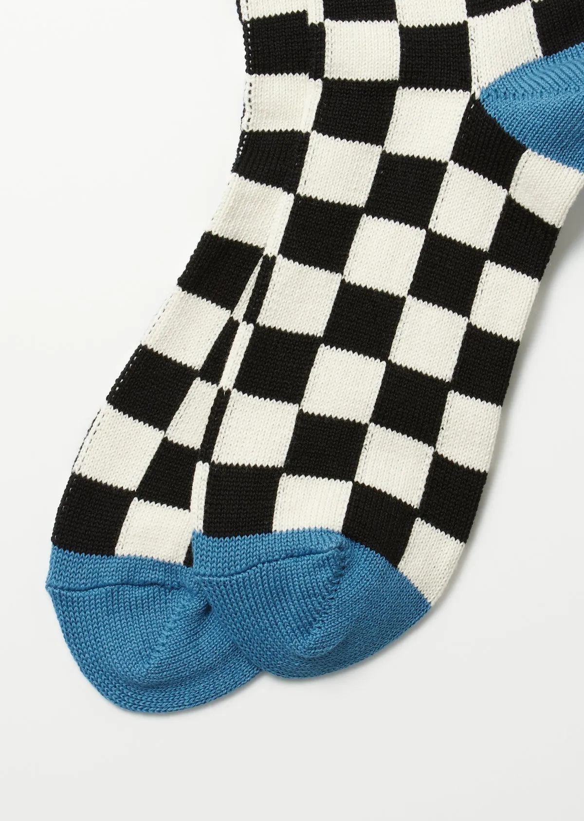 R1495 Checkerboard Crew Socks Blk/Ivry/L.Blu
