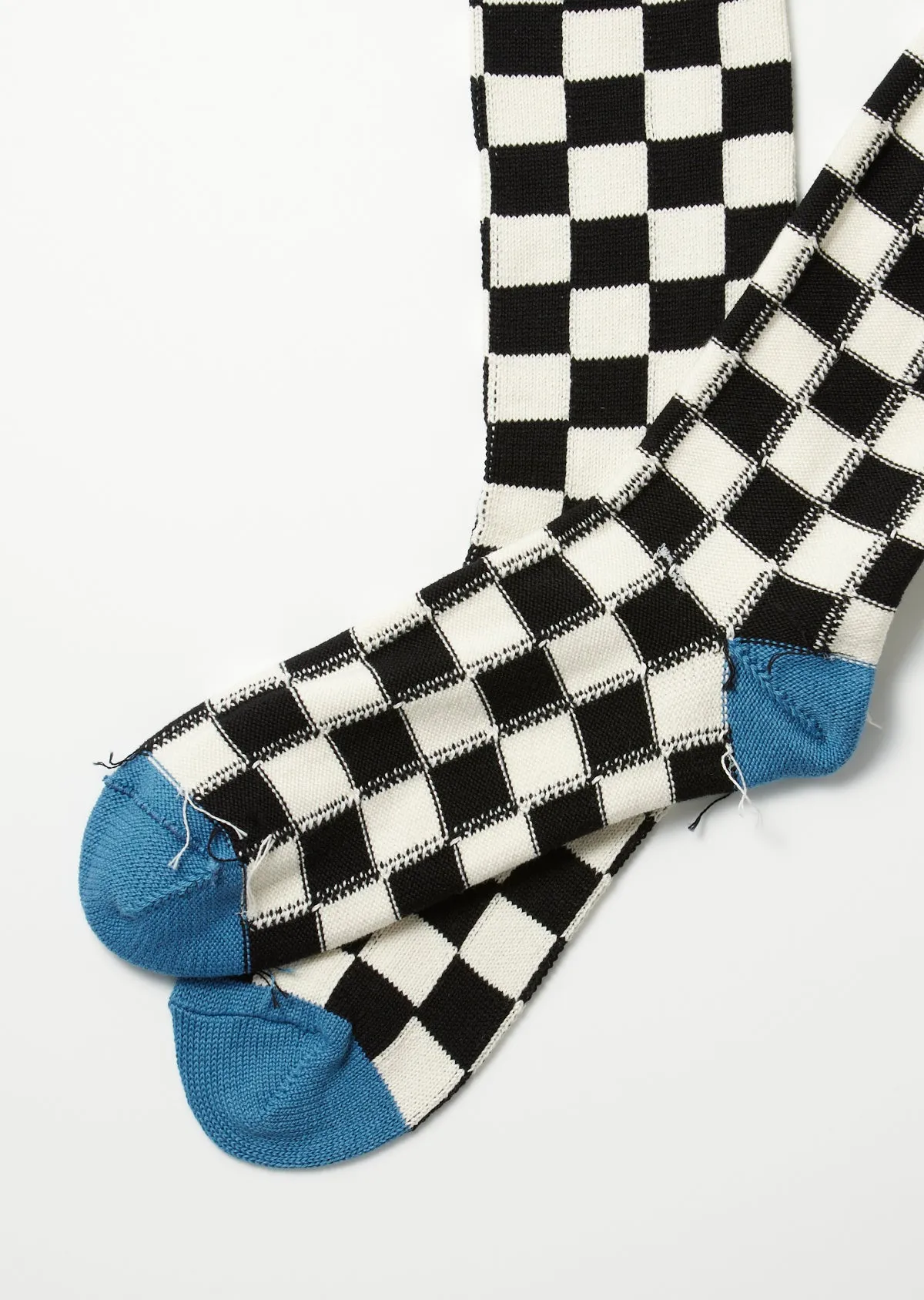 R1495 Checkerboard Crew Socks Blk/Ivry/L.Blu