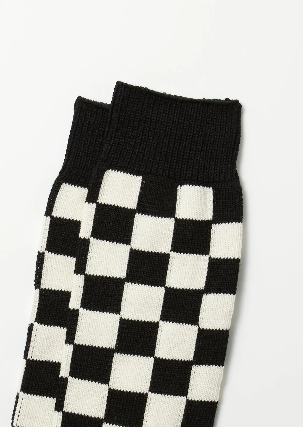 R1495 Checkerboard Crew Socks Blk/Ivry/L.Blu
