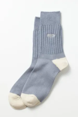 R1528 90's Logo Crew Sock Smoke Blue