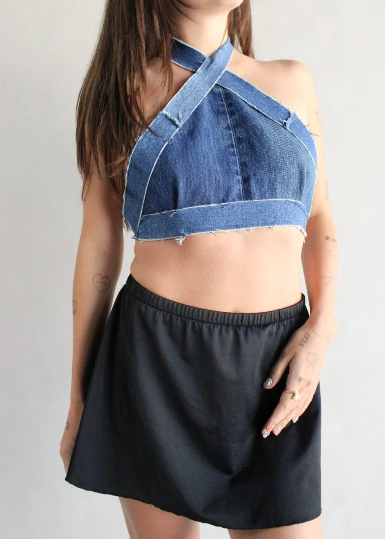 RCYCLD Denim Criss Cross Halter