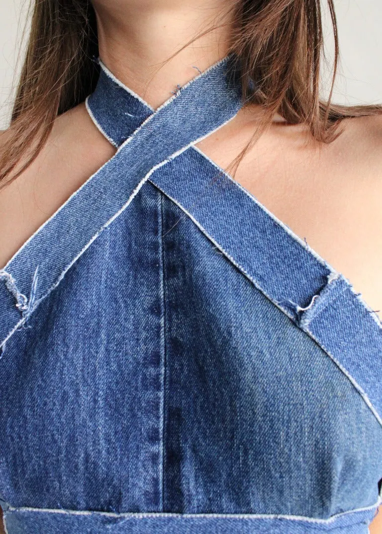 RCYCLD Denim Criss Cross Halter