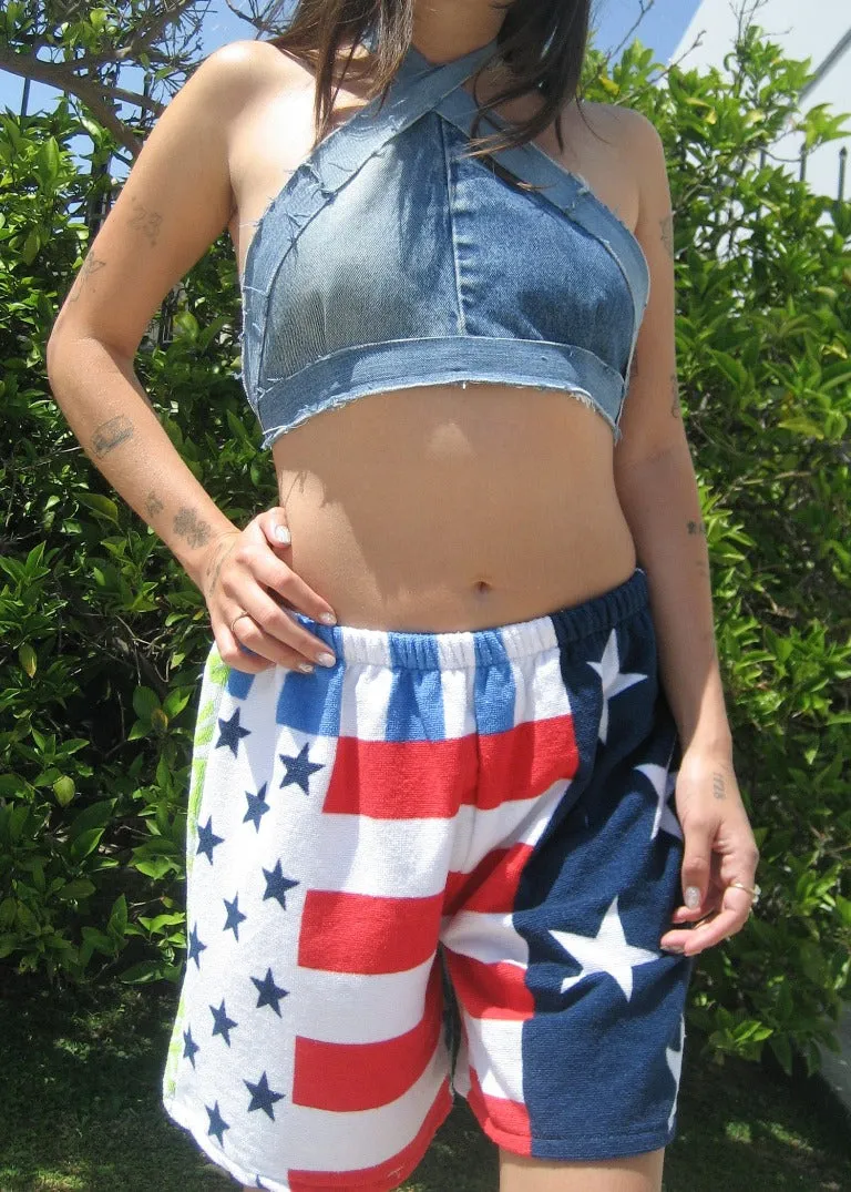 RCYCLD Denim Criss Cross Halter