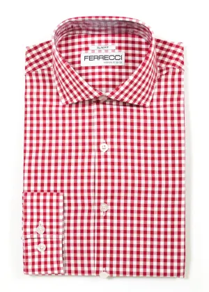 Red Gingham Check Dress Shirt - Slim Fit
