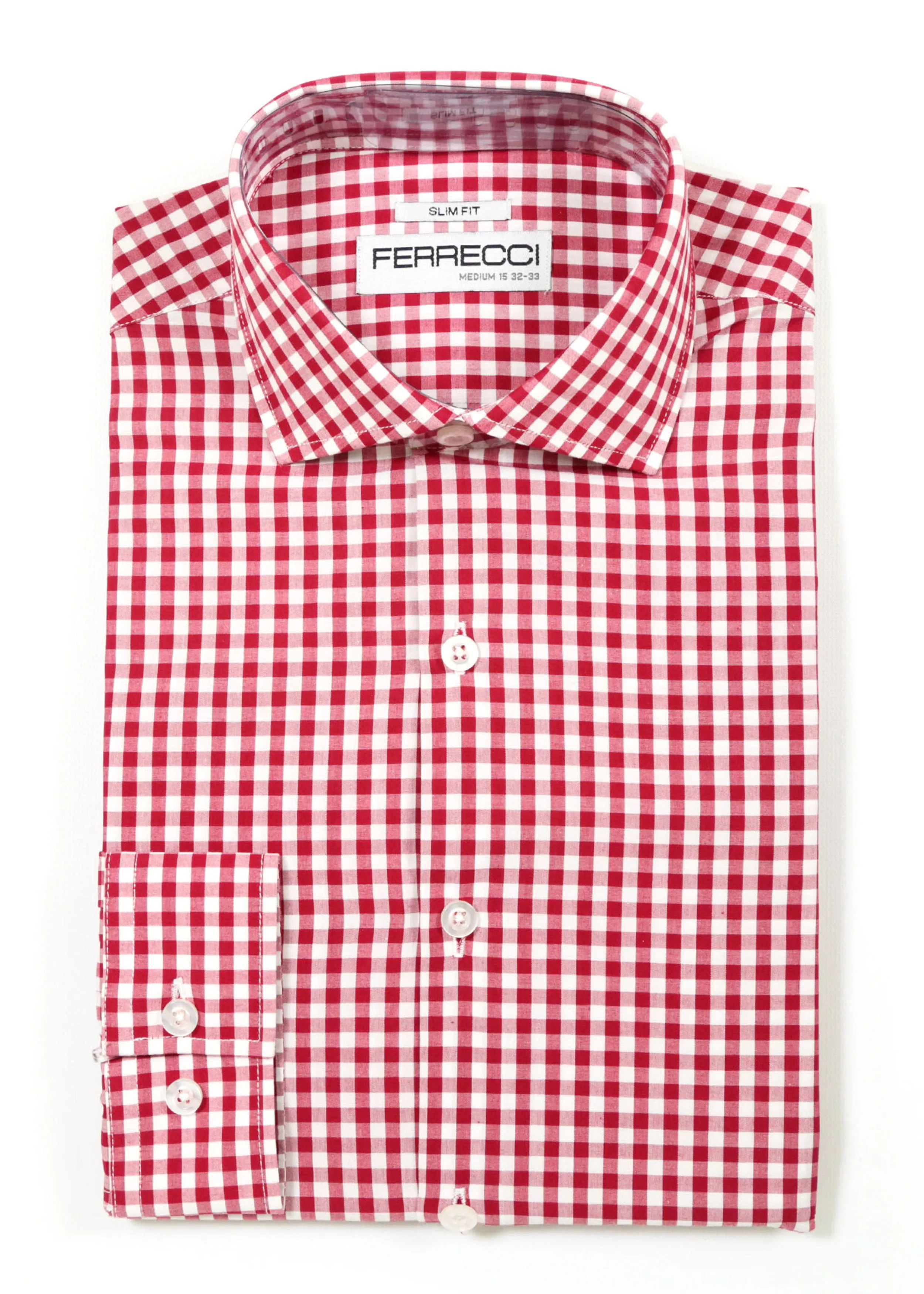 Red Gingham Check Dress Shirt - Slim Fit