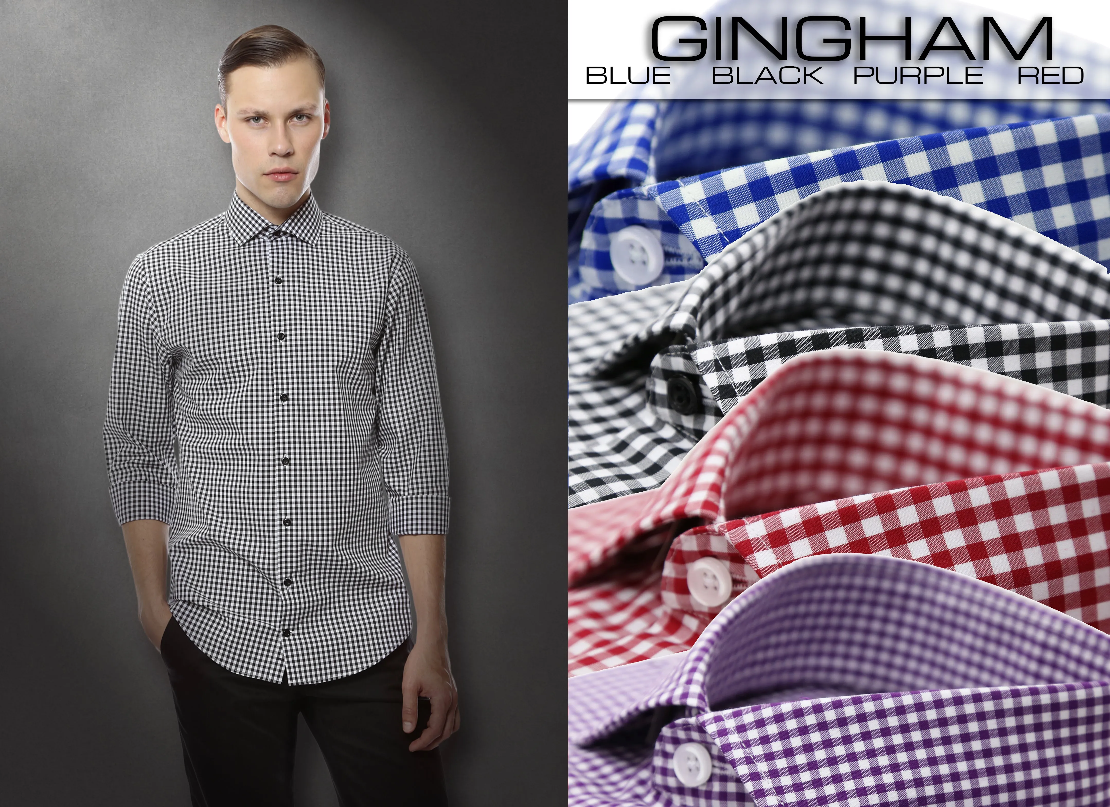 Red Gingham Check Dress Shirt - Slim Fit
