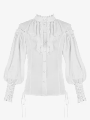 ROCOCO Style Lolita Blouses Ruffles Long Sleeves Blouse Lolita Top White Lolita Shirt