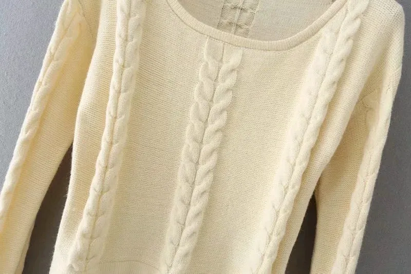 Round Neck Knit Sweaters Blouses Crop Tops