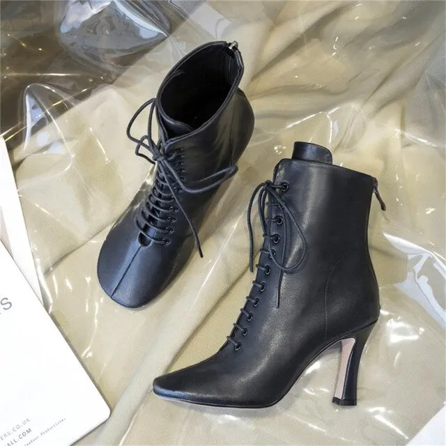 Round toe lace up Ankle Boots for women