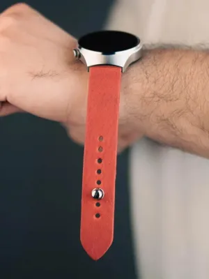 Salmon Red Leather Watch Strap - Quick Release Pins - The Hermoso