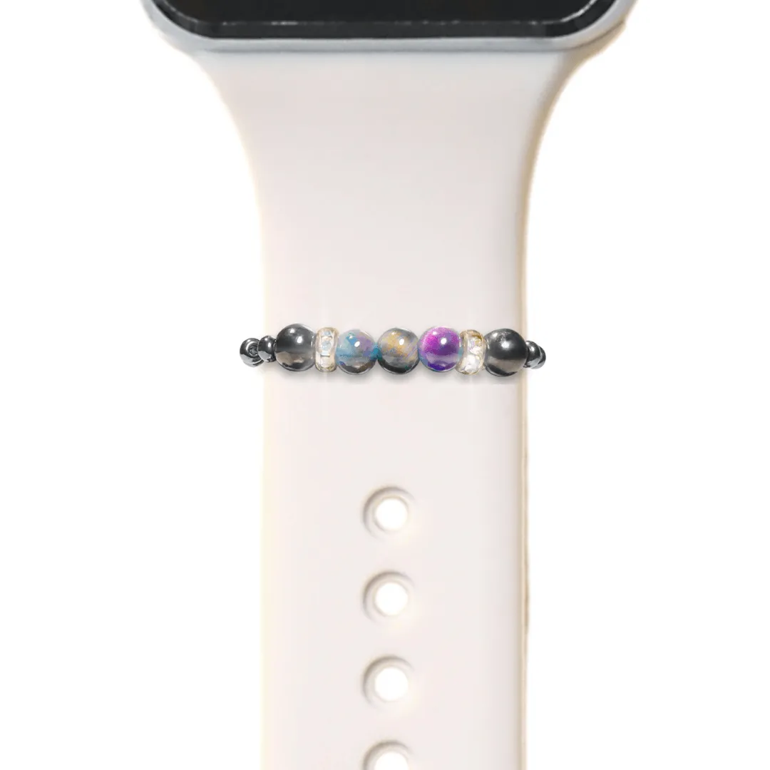 Shungite and Galaxy Tigers Eye Austrian Crystal Smart Watch Protection Band Charms Loops | Apple iWatch Galaxy Smartwatch Decor
