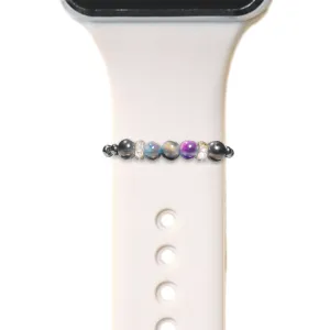 Shungite and Galaxy Tigers Eye Austrian Crystal Smart Watch Protection Band Charms Loops | Apple iWatch Galaxy Smartwatch Decor