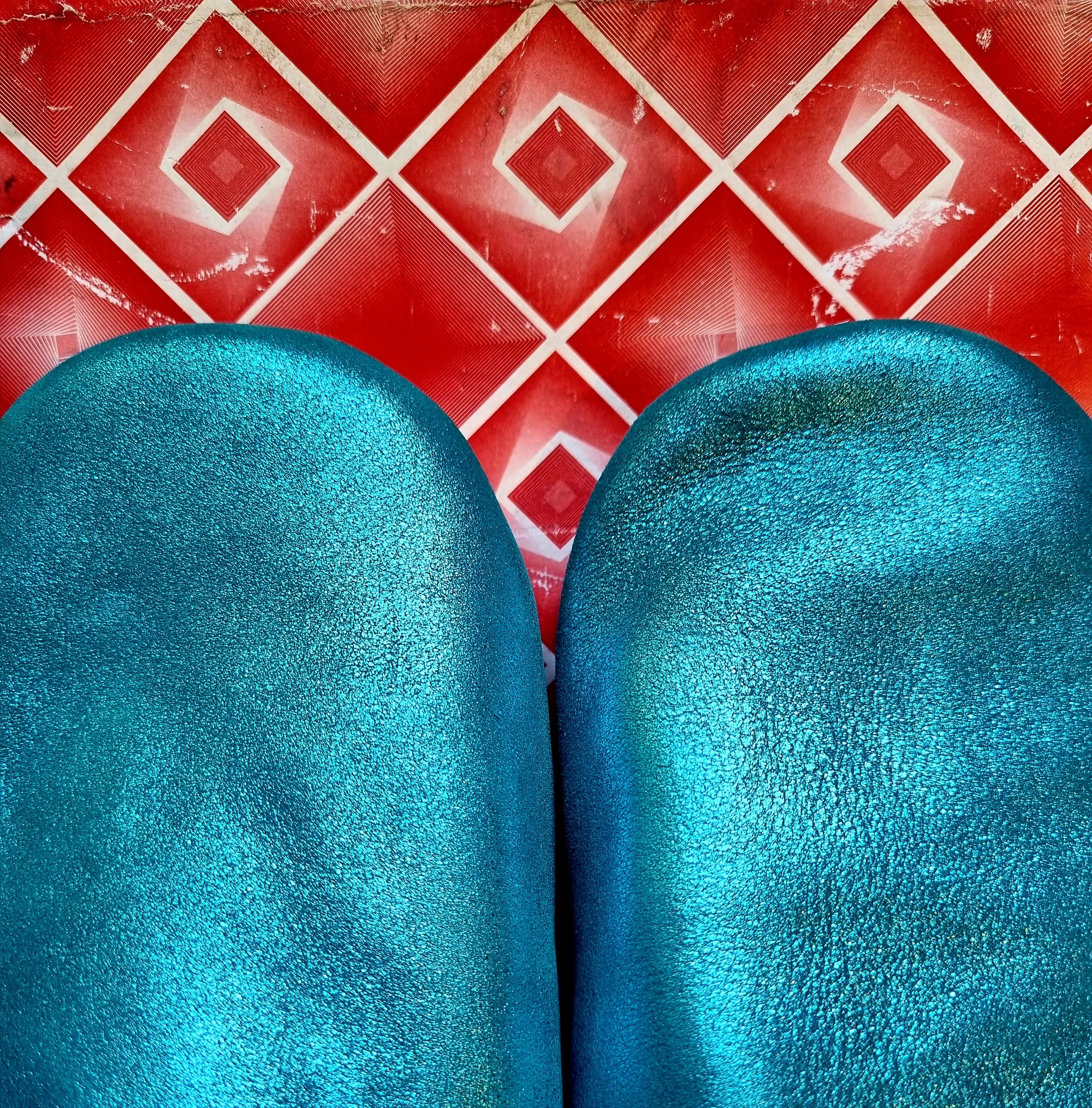 Soft leather metallic slippers .. size 38