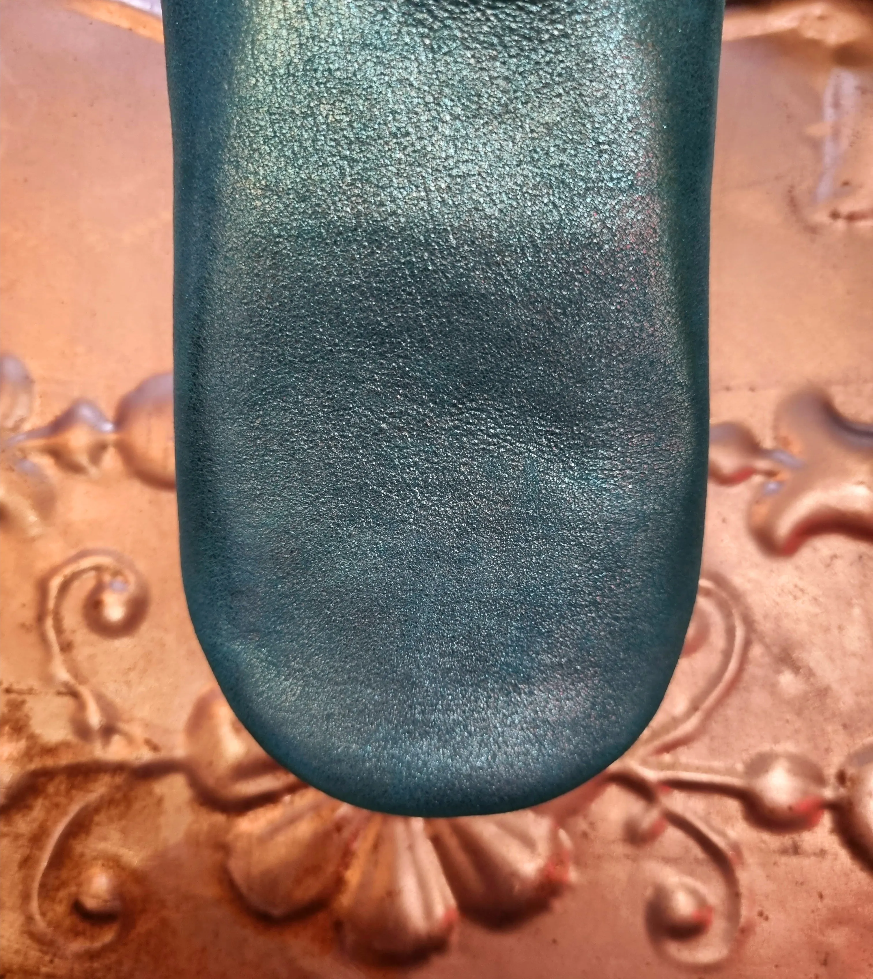 Soft leather metallic slippers .. size 38