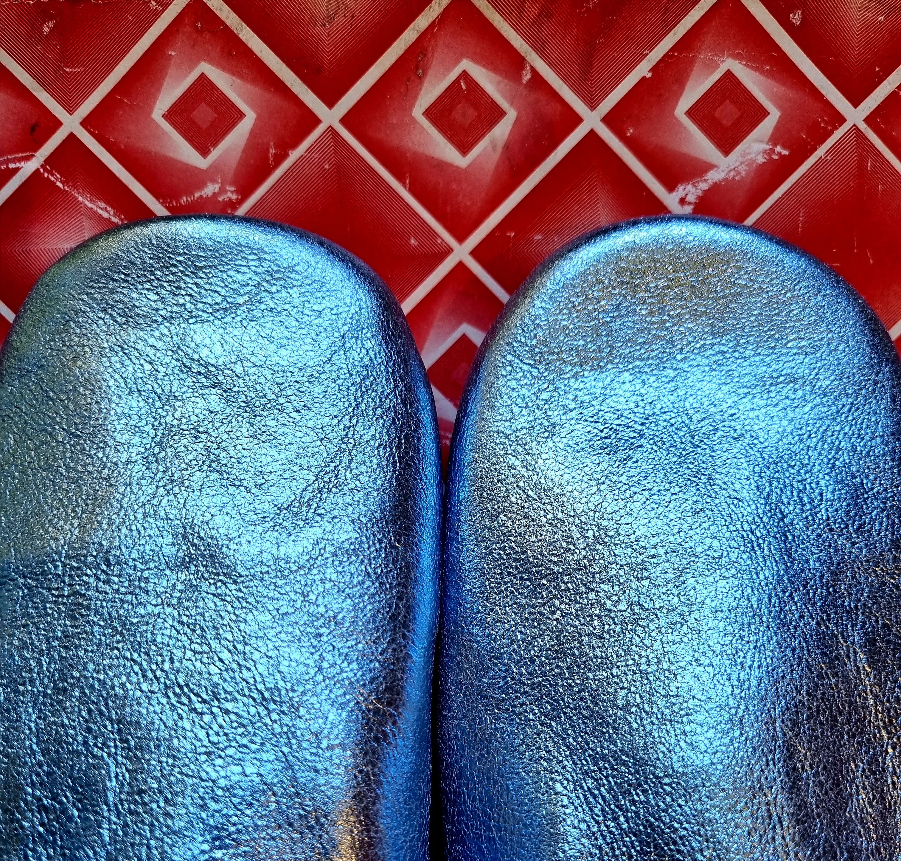 Soft leather metallic slippers .. size 38