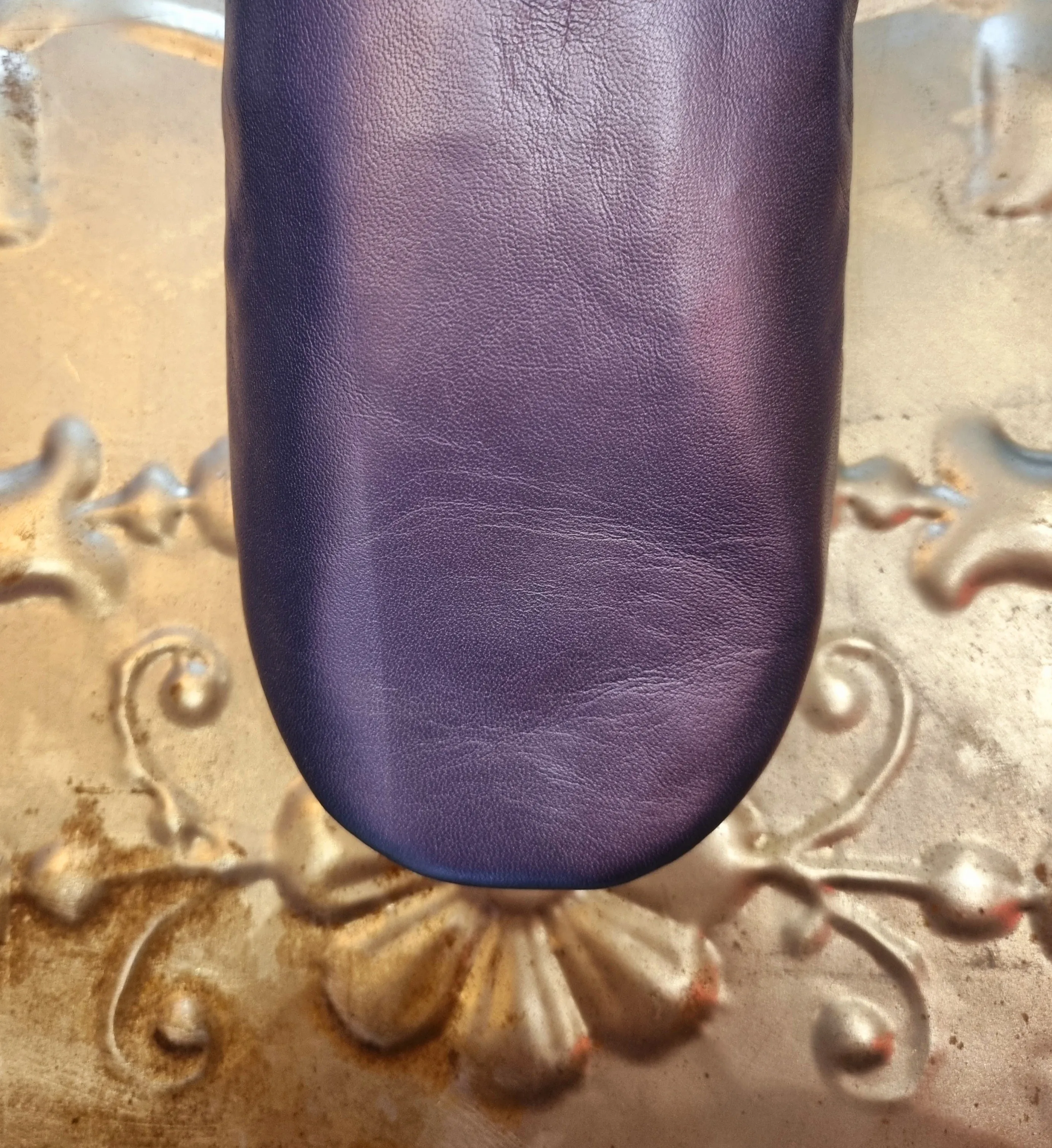 Soft leather metallic slippers .. size 39