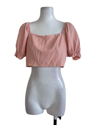 Soft Pink Square Neck Plain Top