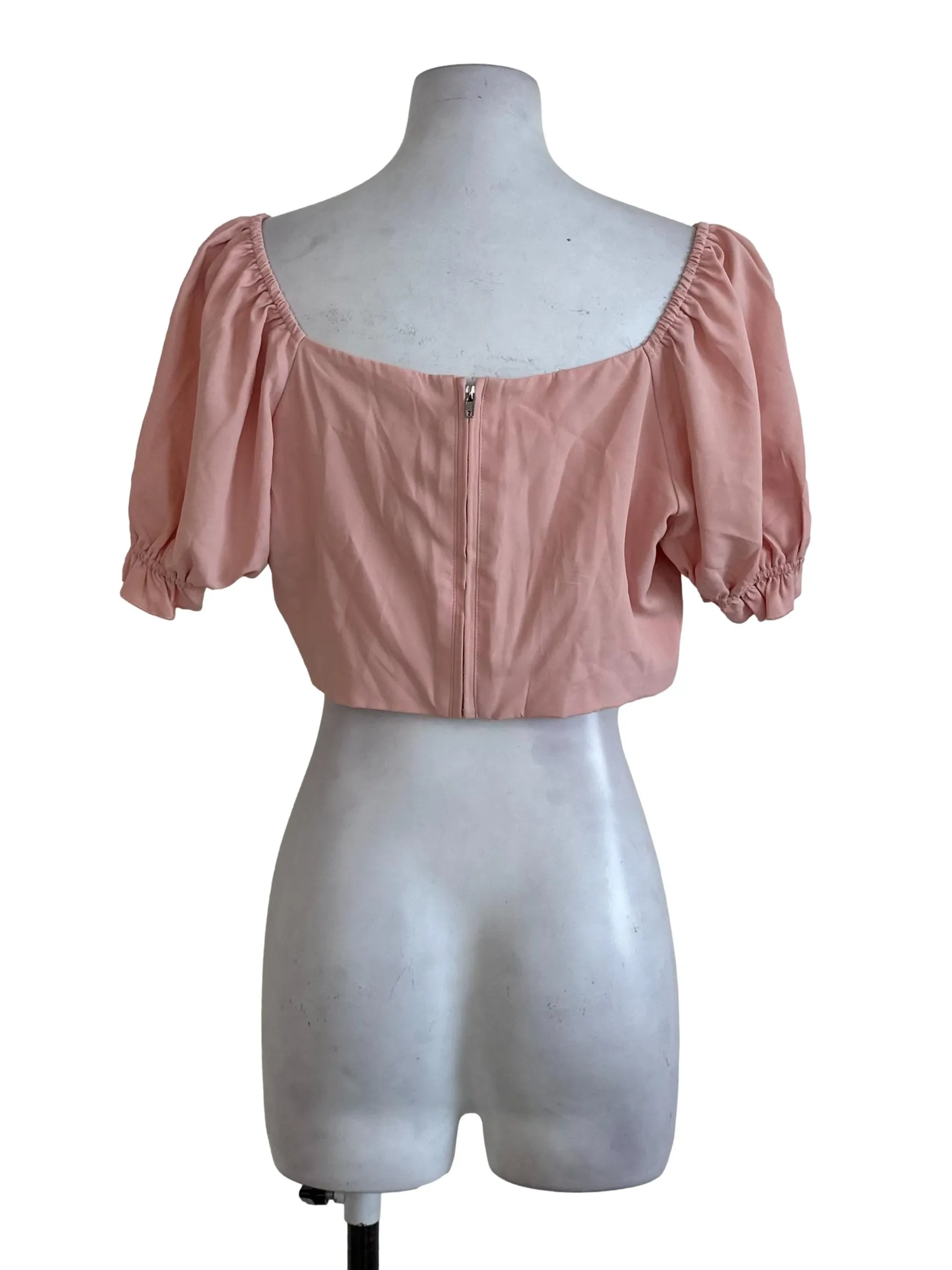 Soft Pink Square Neck Plain Top