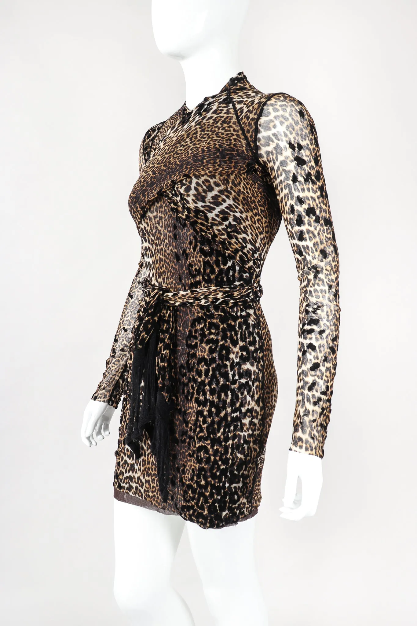Soleil Mesh Leopard Scarf Dress
