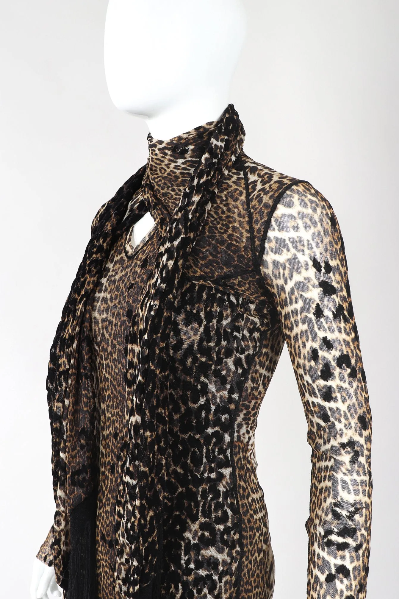 Soleil Mesh Leopard Scarf Dress