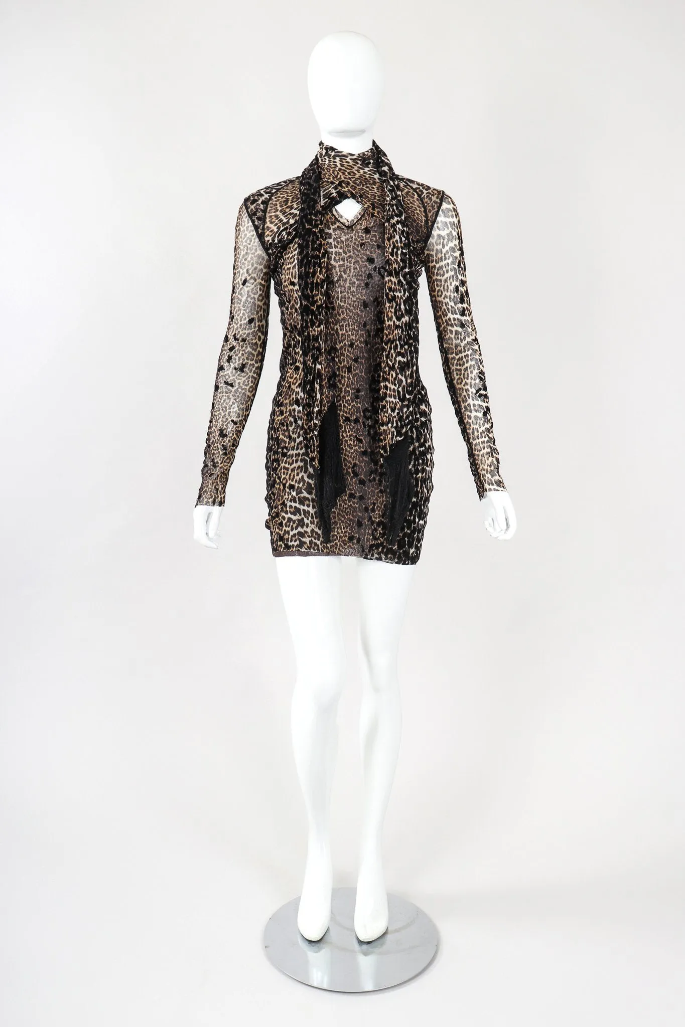 Soleil Mesh Leopard Scarf Dress