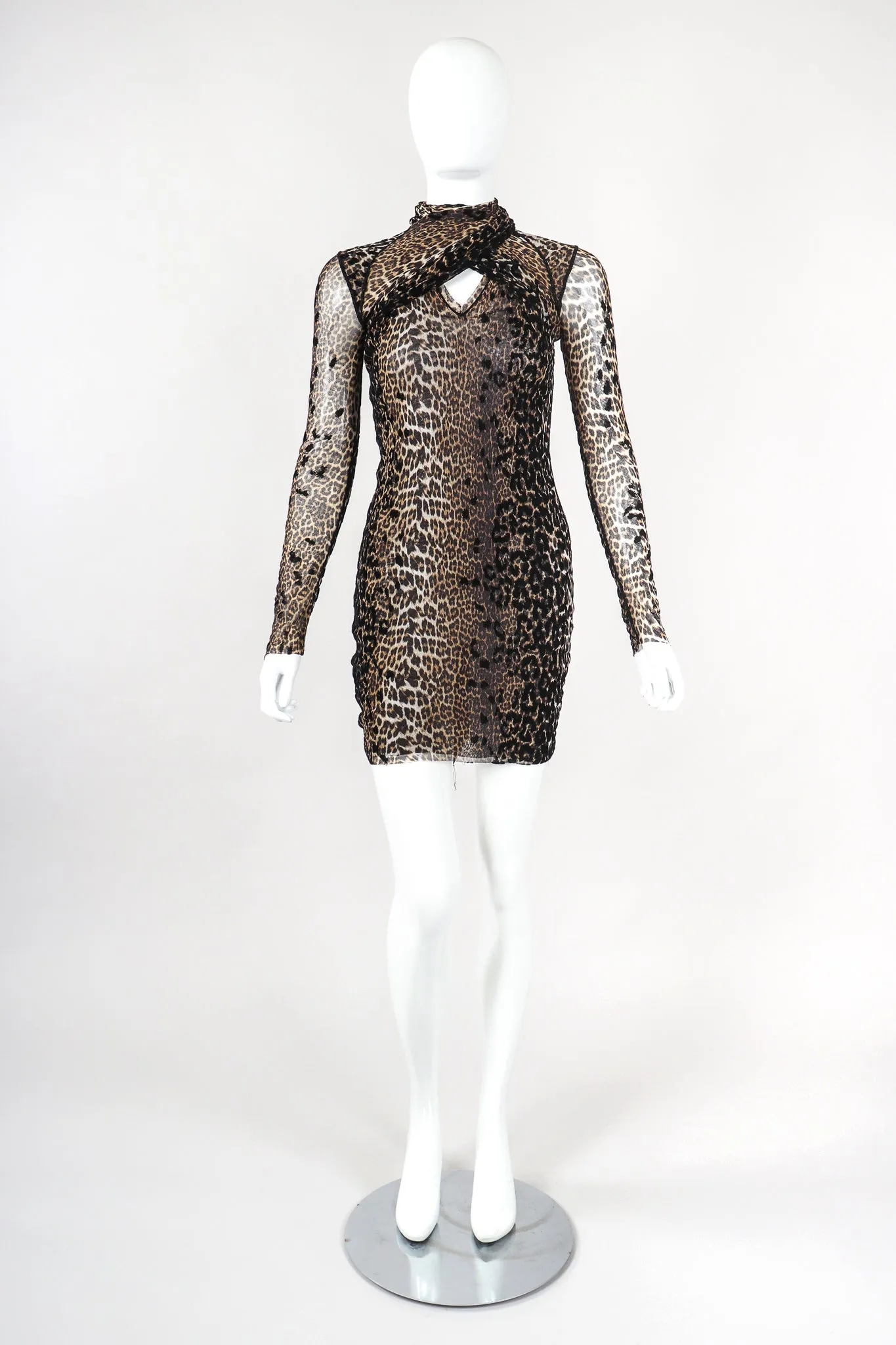 Soleil Mesh Leopard Scarf Dress