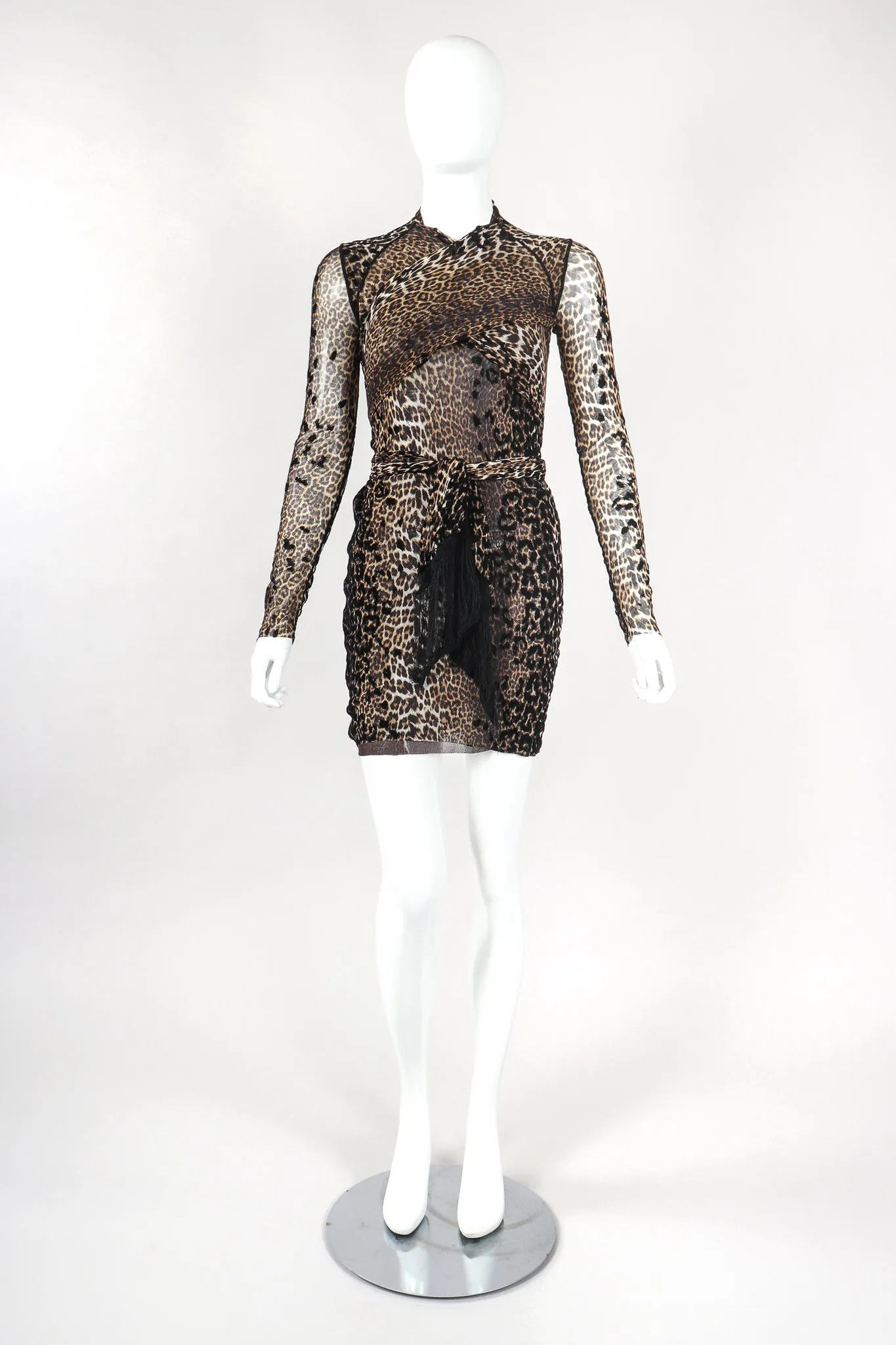 Soleil Mesh Leopard Scarf Dress