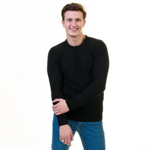 Solid Black Printed European Wool Luxury Zippered With Sweater Jacket Warm Winter Tailor Fit