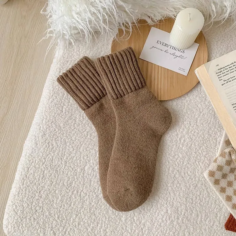 Solid Color Thick Terry Socks