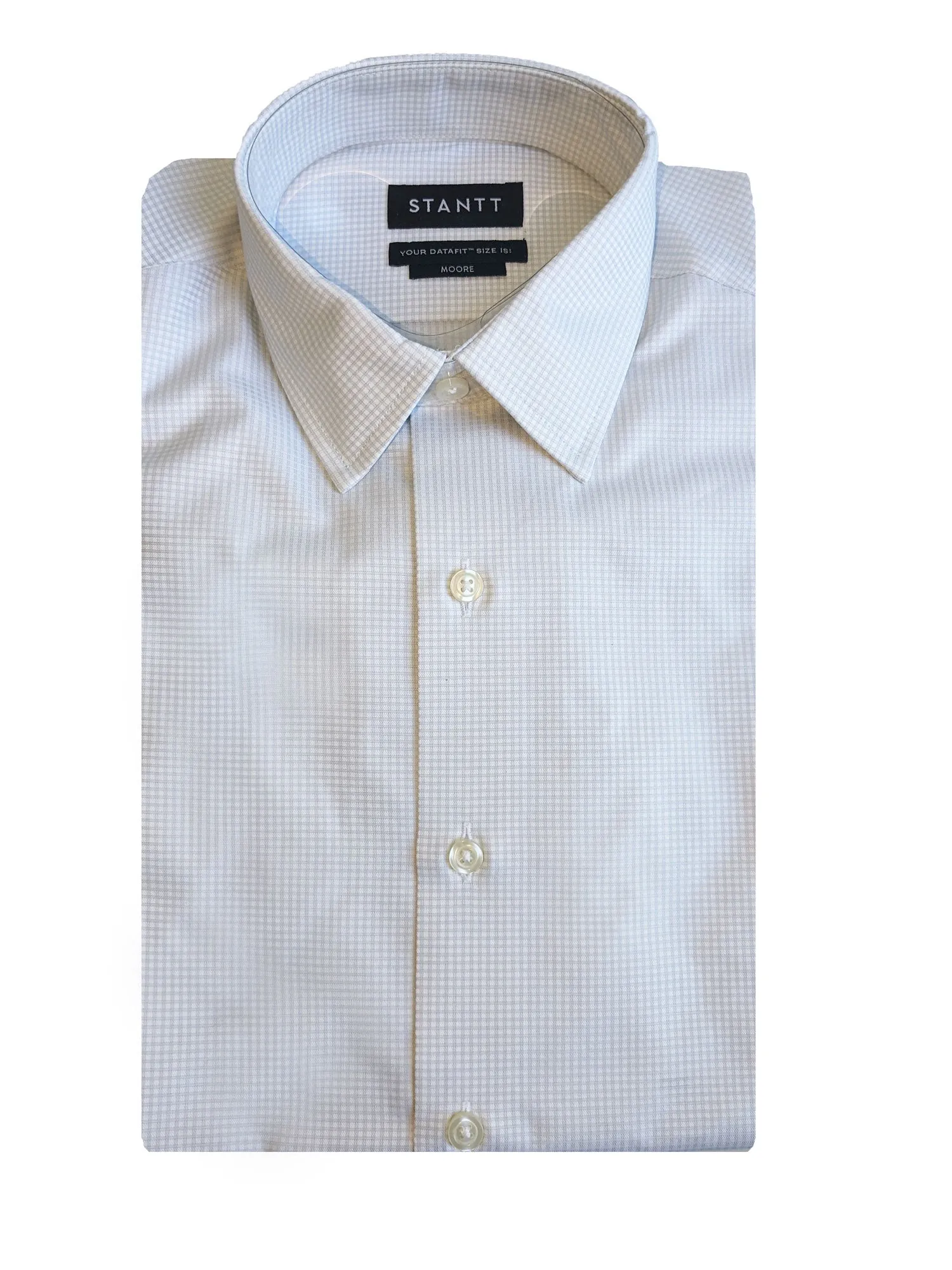 STANTT Smoke Grey Grid Check Business Casual Shirt Moore Fit 14.5- 33/34