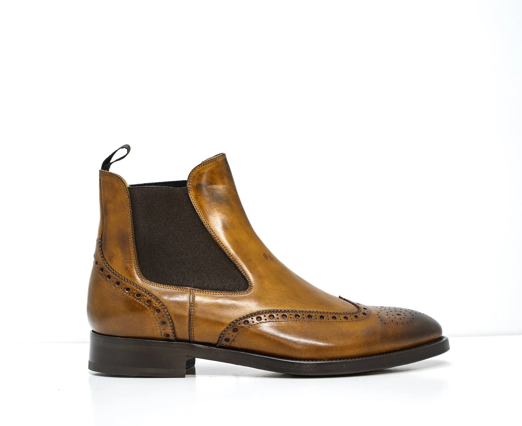 Stefano Stefani Men's Cognac Leather Detail Pull On Boots 8105 20% OFF