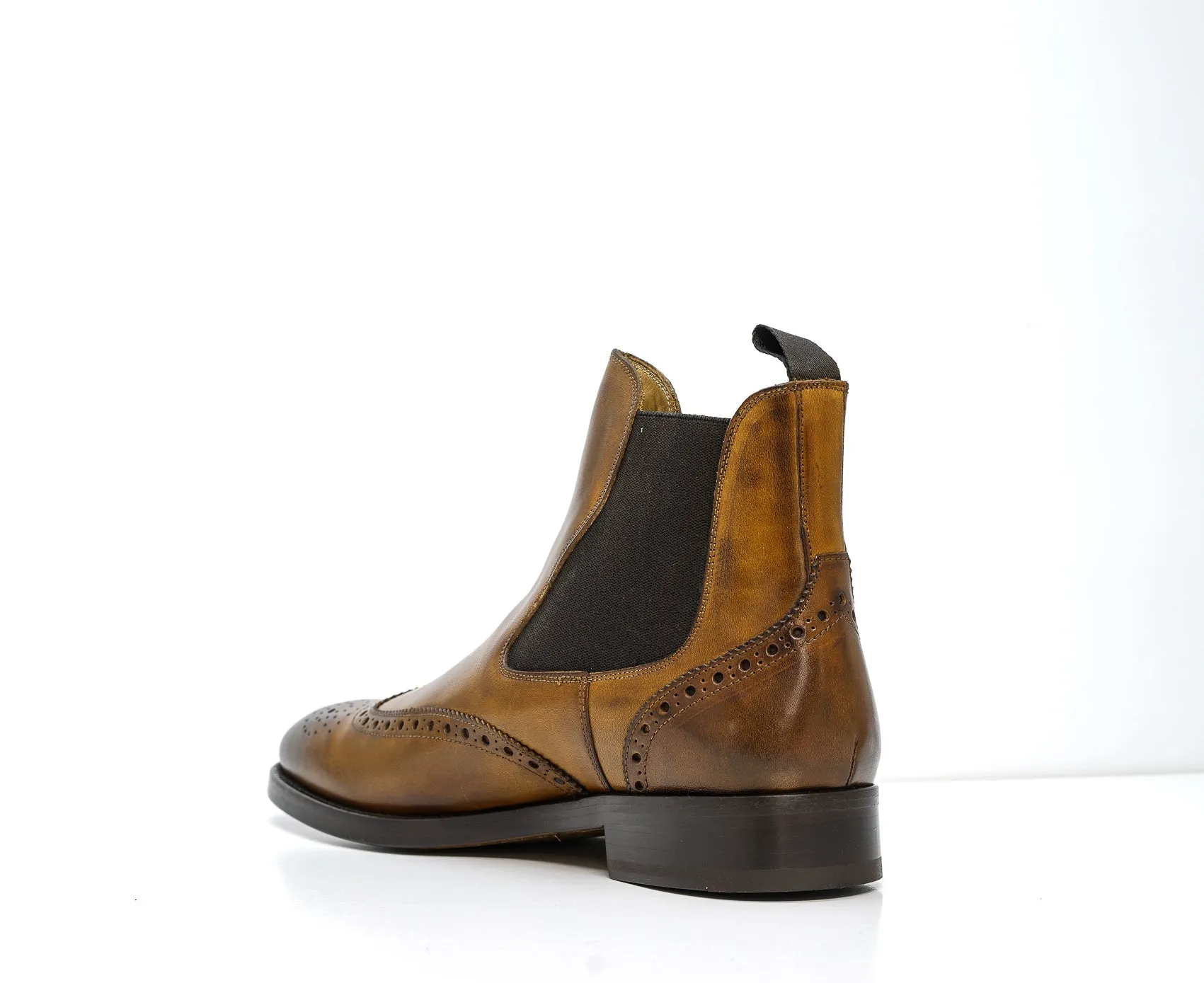 Stefano Stefani Men's Cognac Leather Detail Pull On Boots 8105 20% OFF