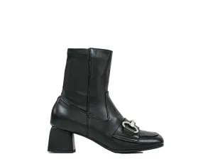 Stefano Stefani Women's Black Leather Silver Chain Boot 8765 40% OFF