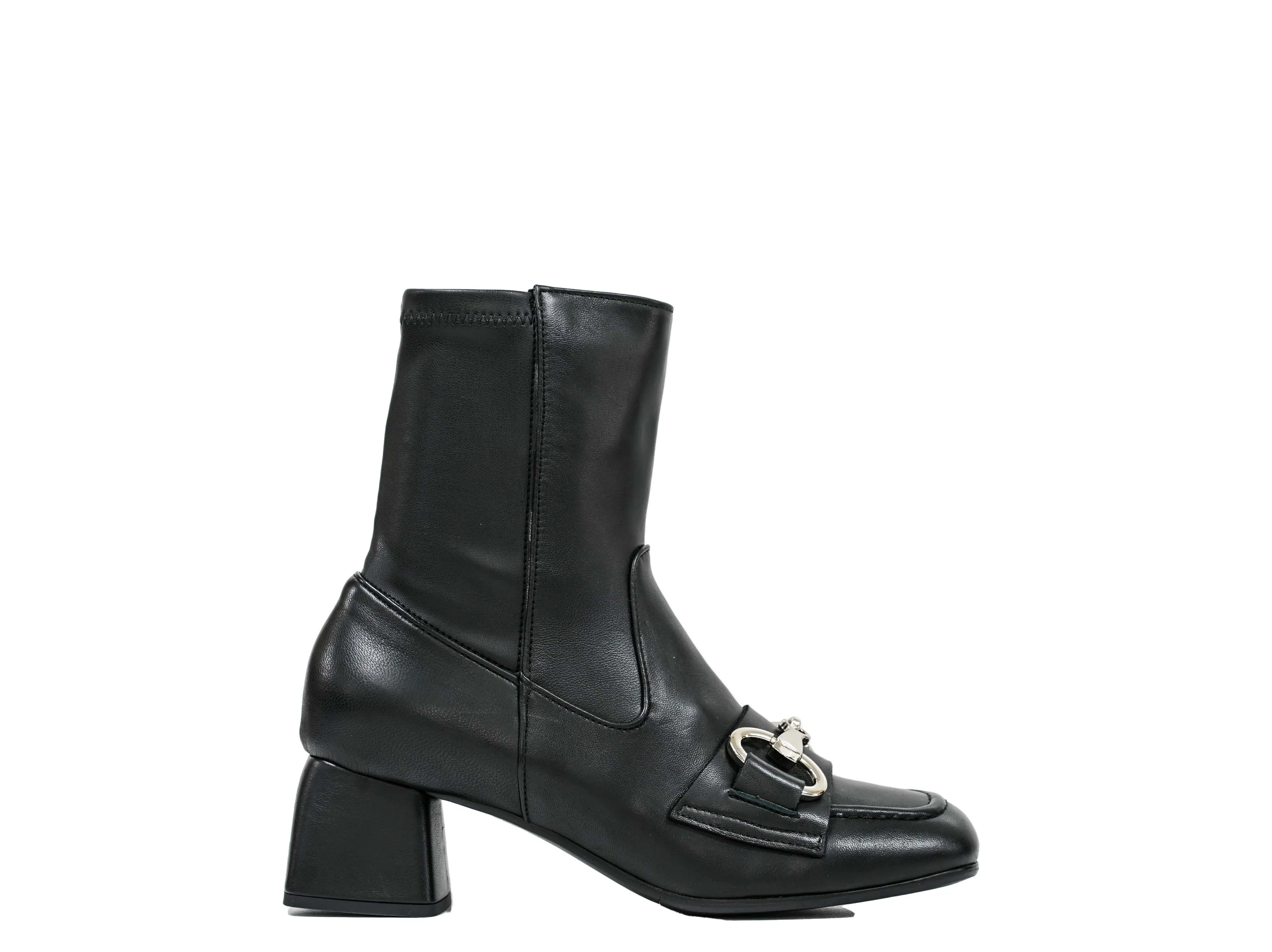 Stefano Stefani Women's Black Leather Silver Chain Boot 8765 40% OFF