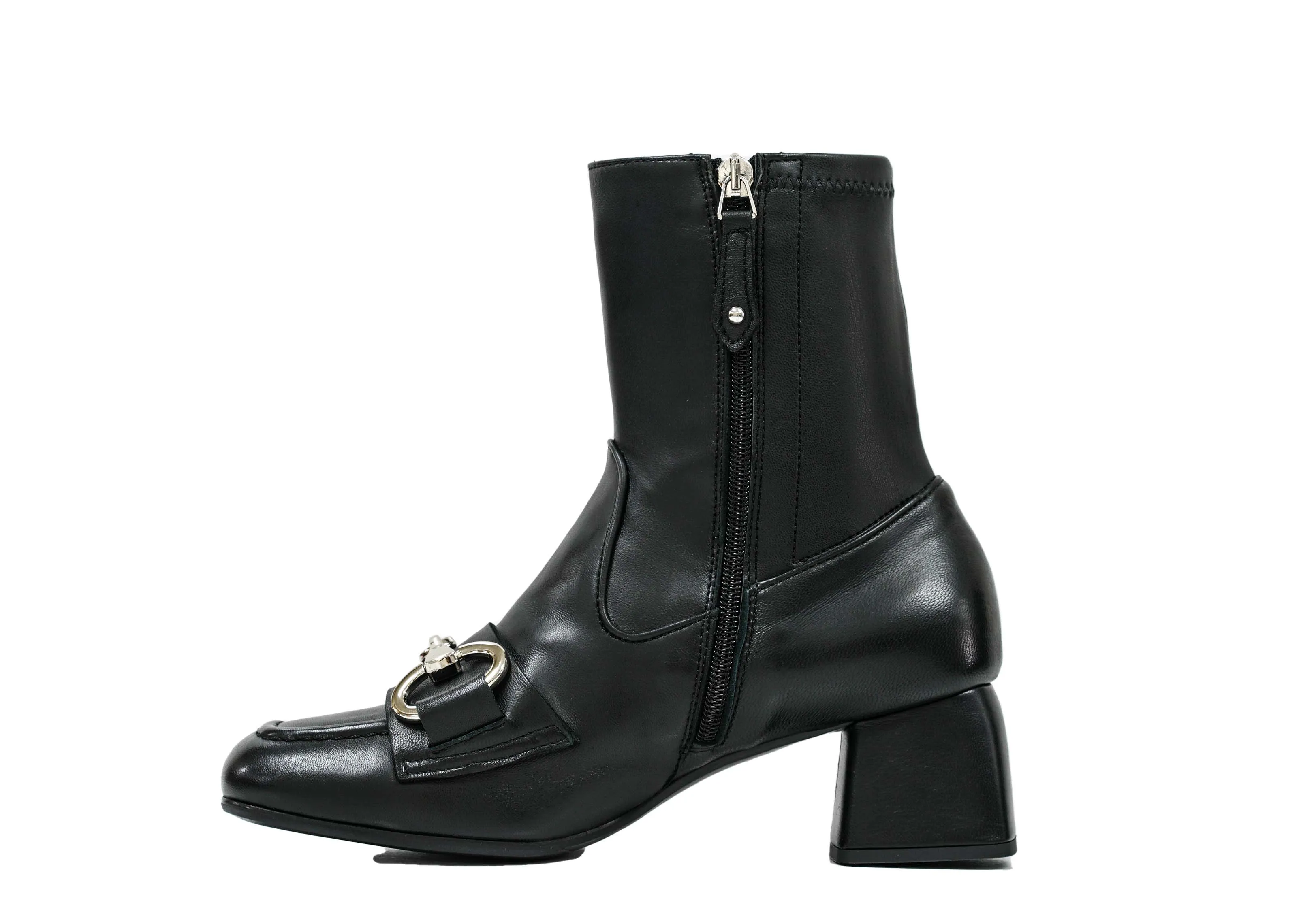 Stefano Stefani Women's Black Leather Silver Chain Boot 8765 40% OFF