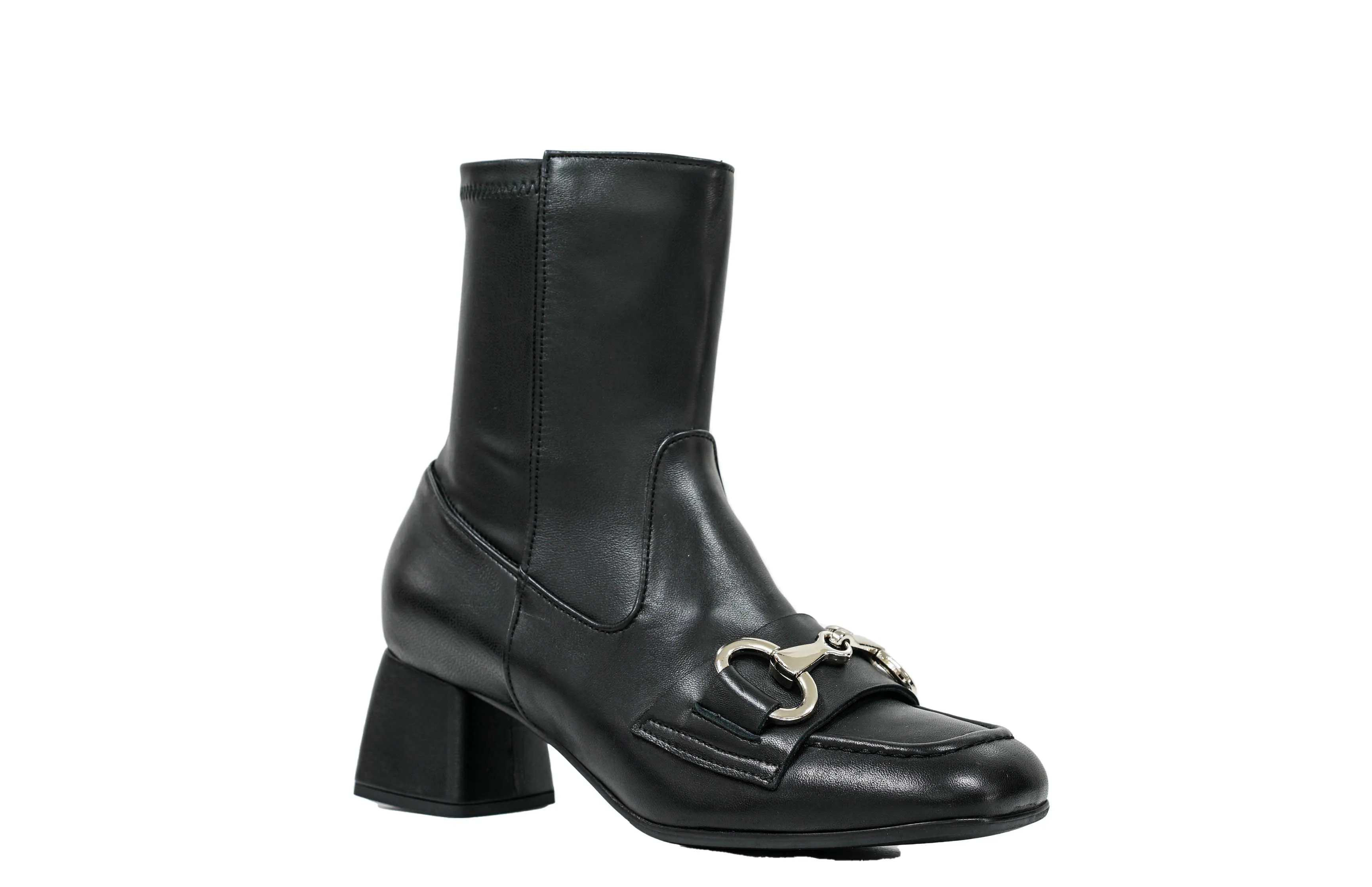 Stefano Stefani Women's Black Leather Silver Chain Boot 8765 40% OFF