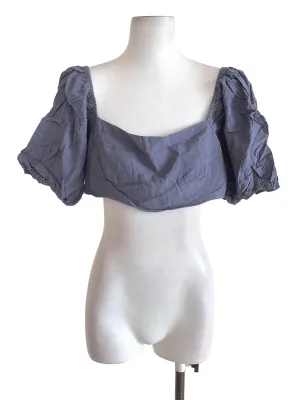 Stone Blue Puff Sleeves Tube Top