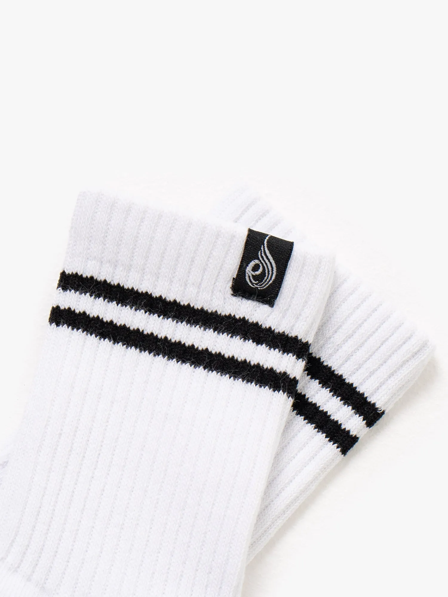 Stripe Crew Socks 2 Pack - White