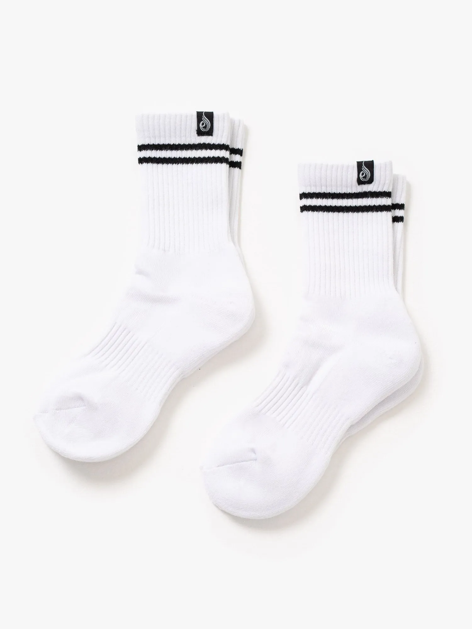 Stripe Crew Socks 2 Pack - White