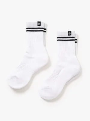 Stripe Crew Socks 2 Pack - White