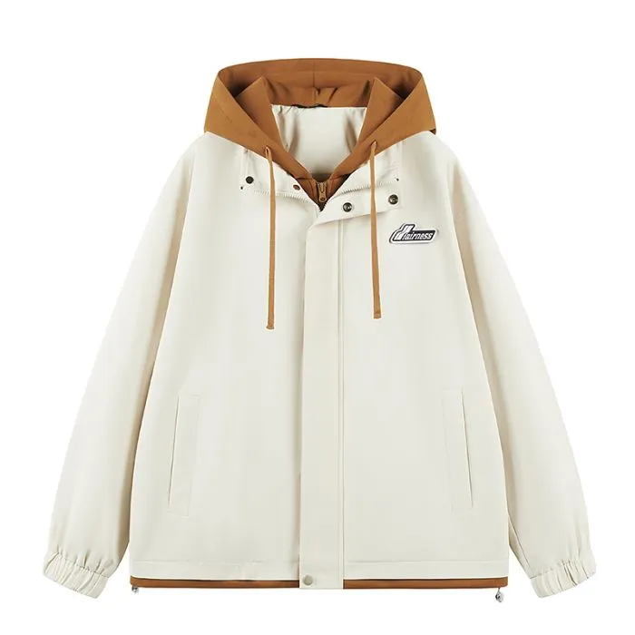 Stylish Men's Raincoat with Faux Two-piece Design and Label Detailing