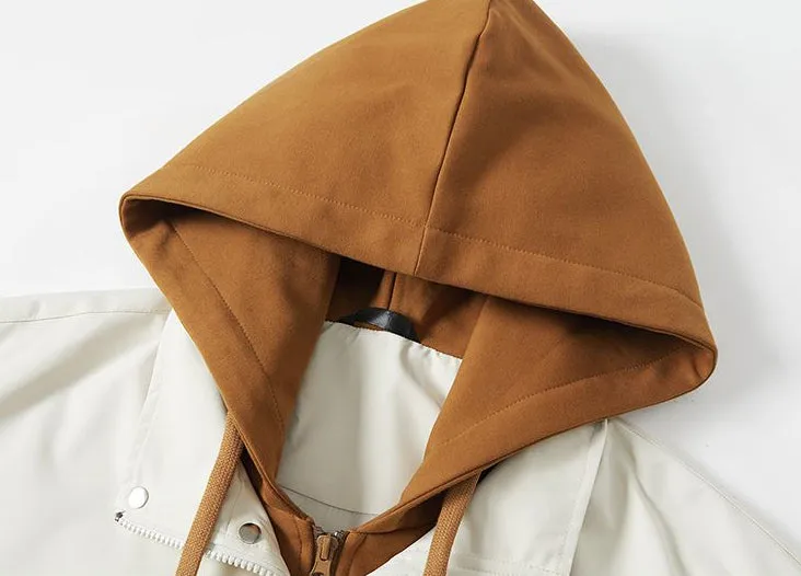 Stylish Men's Raincoat with Faux Two-piece Design and Label Detailing