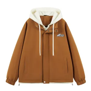 Stylish Men's Raincoat with Faux Two-piece Design and Label Detailing