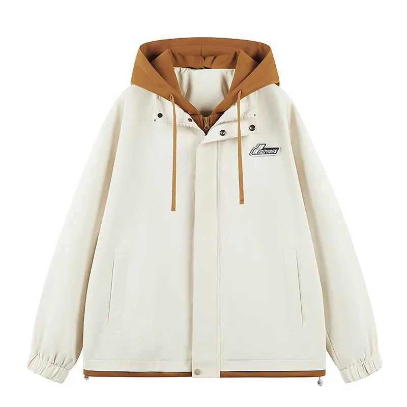Stylish Men's Raincoat with Faux Two-piece Design and Label Detailing