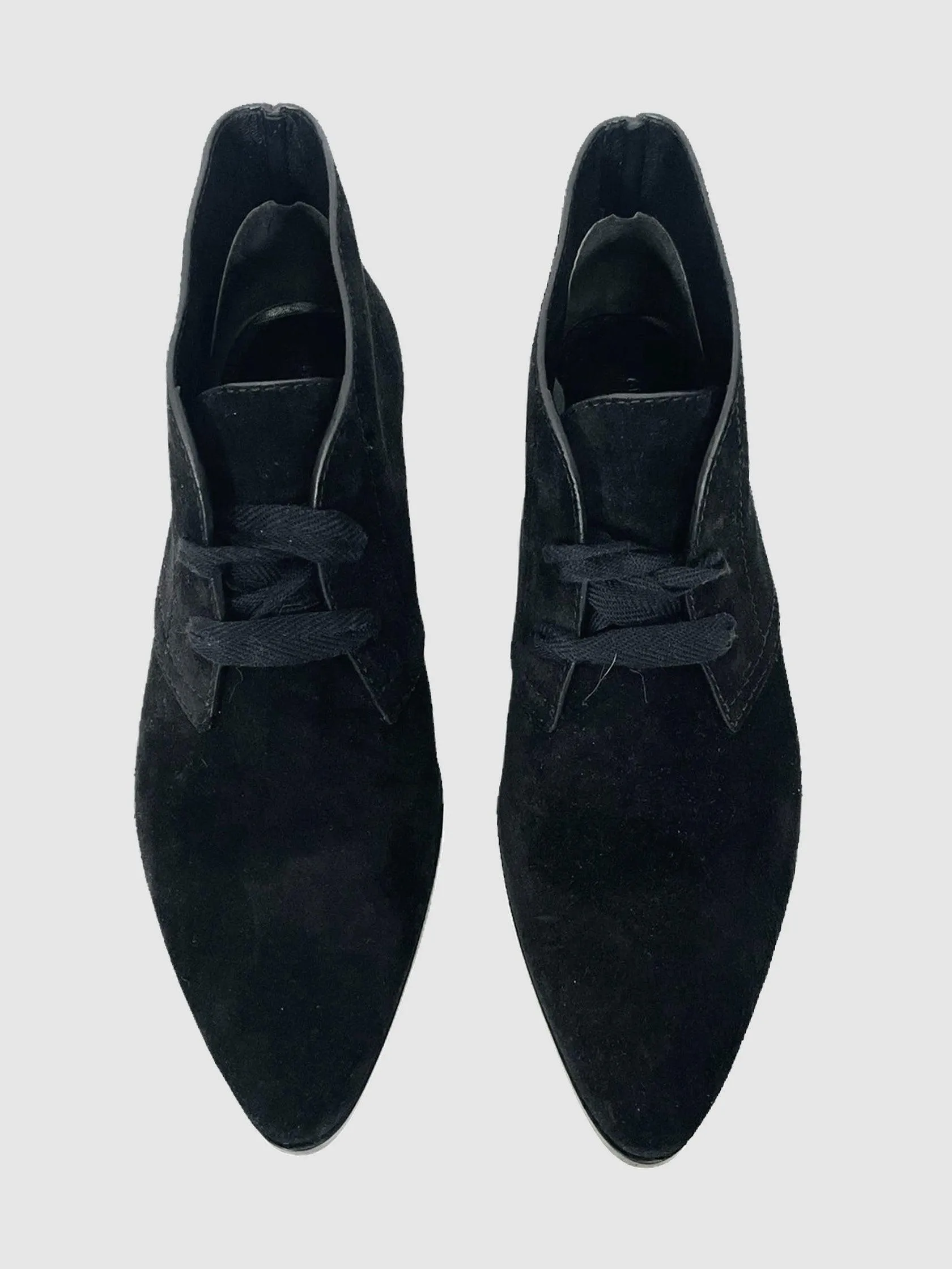 Suede Lace-Up Ankle Boots - Size 38