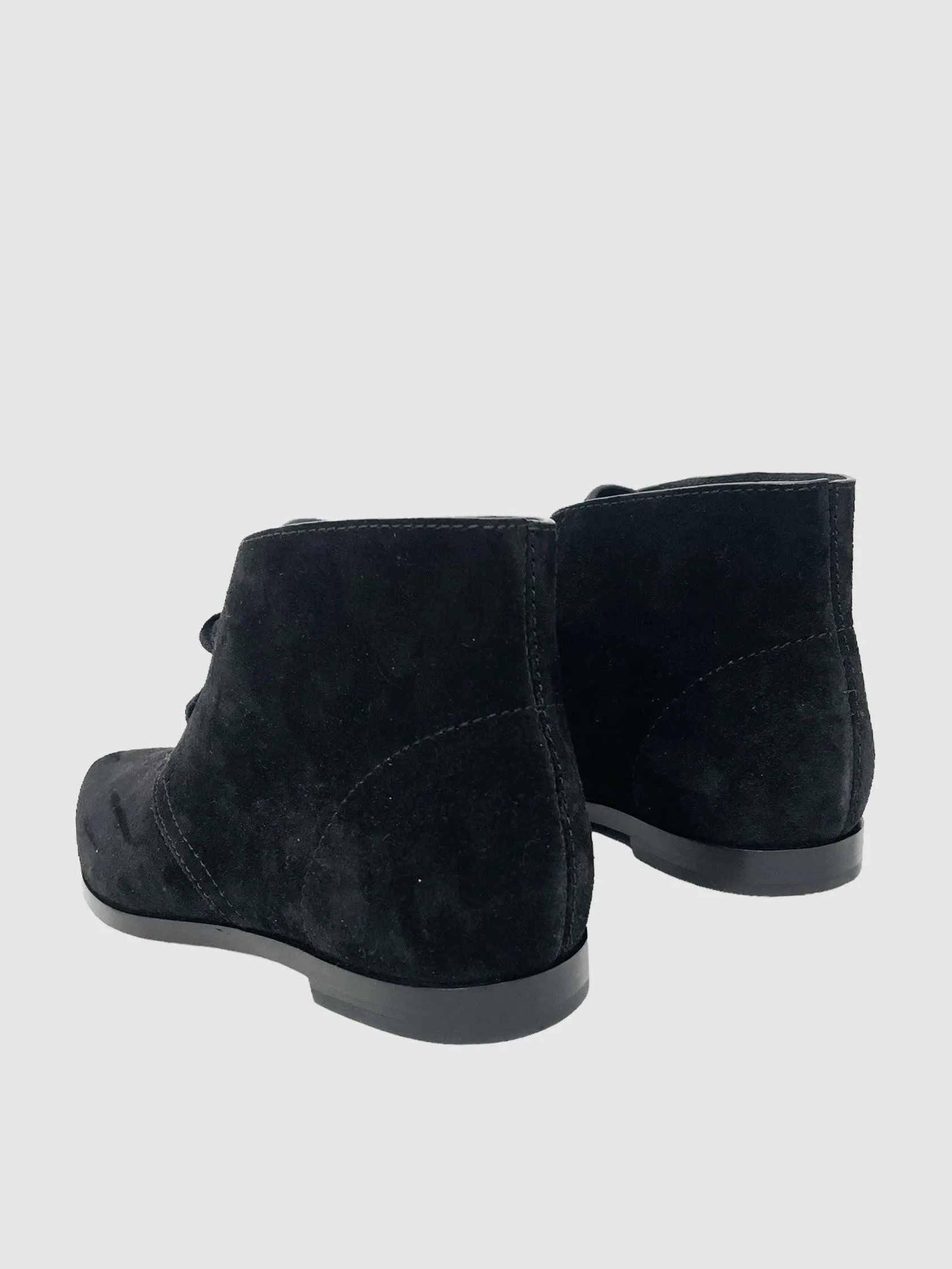 Suede Lace-Up Ankle Boots - Size 38