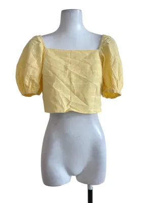 Sunny Yellow Textured Crop Top
