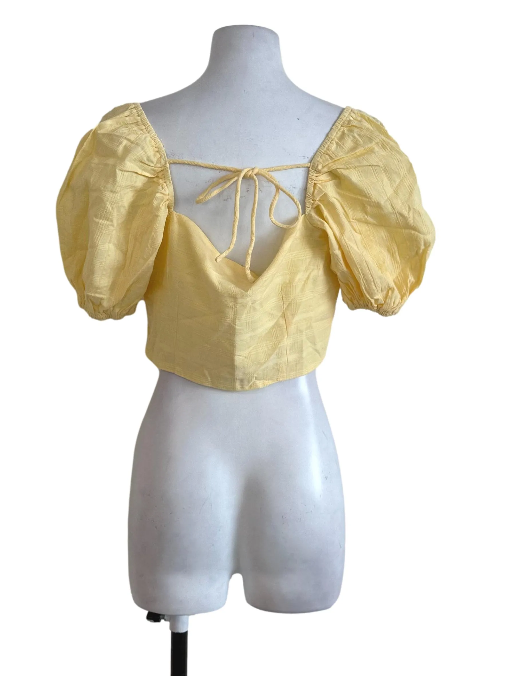 Sunny Yellow Textured Crop Top