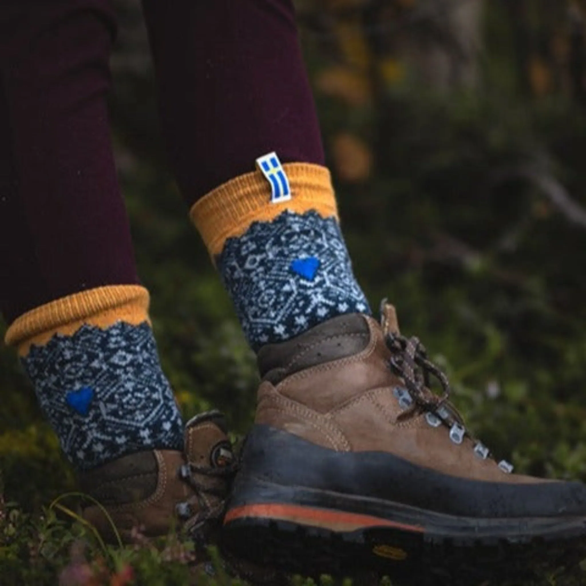 Sweden Wool Socks, Blue-Yellow